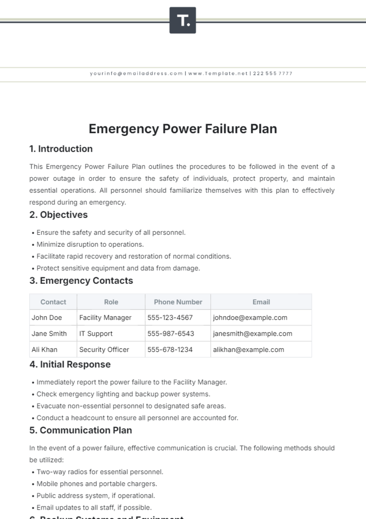 Free Emergency Plan Templates Editable And Printable