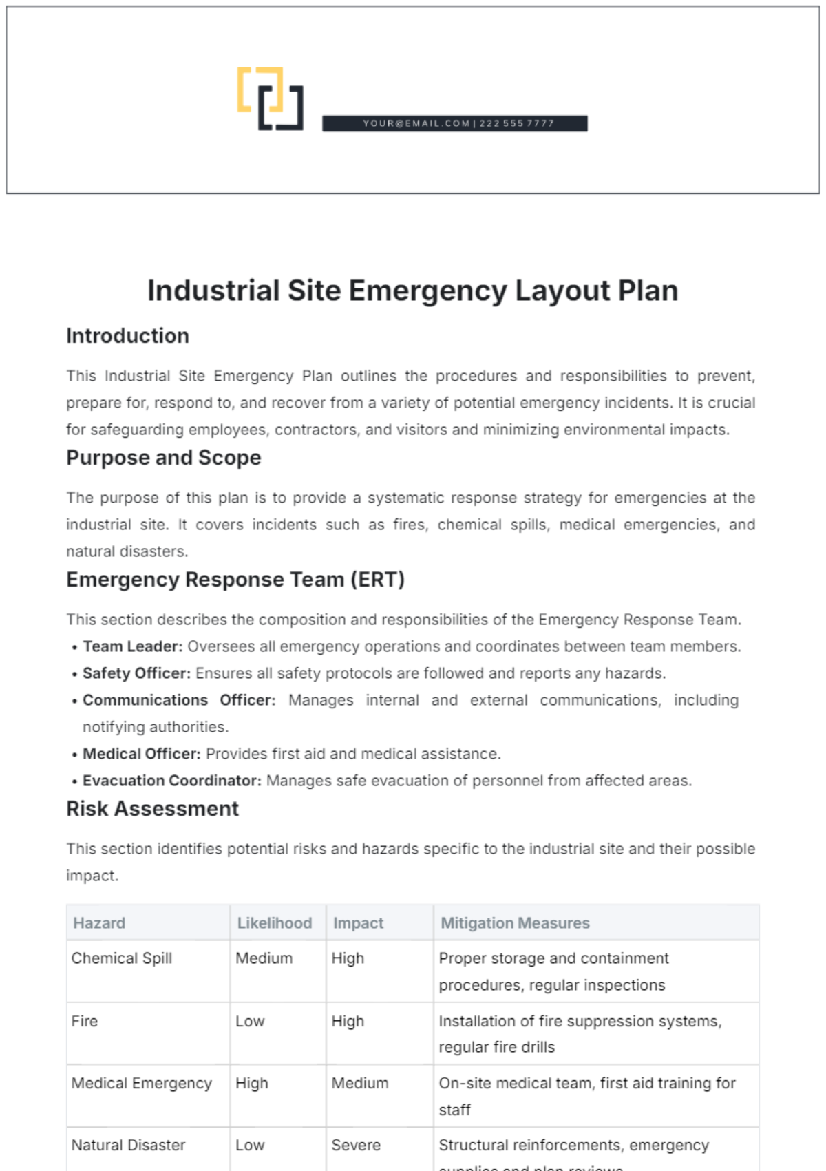 Industrial Site Emergency Layout Plan Template - Edit Online & Download