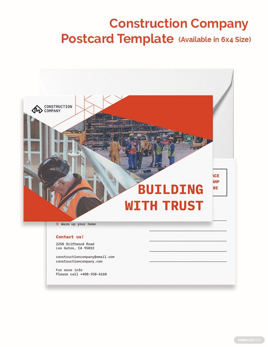 Construction Company Postcard Template