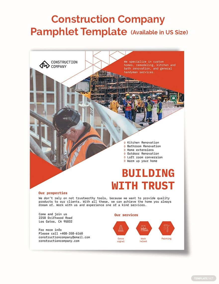 Construction Company Pamphlet Template