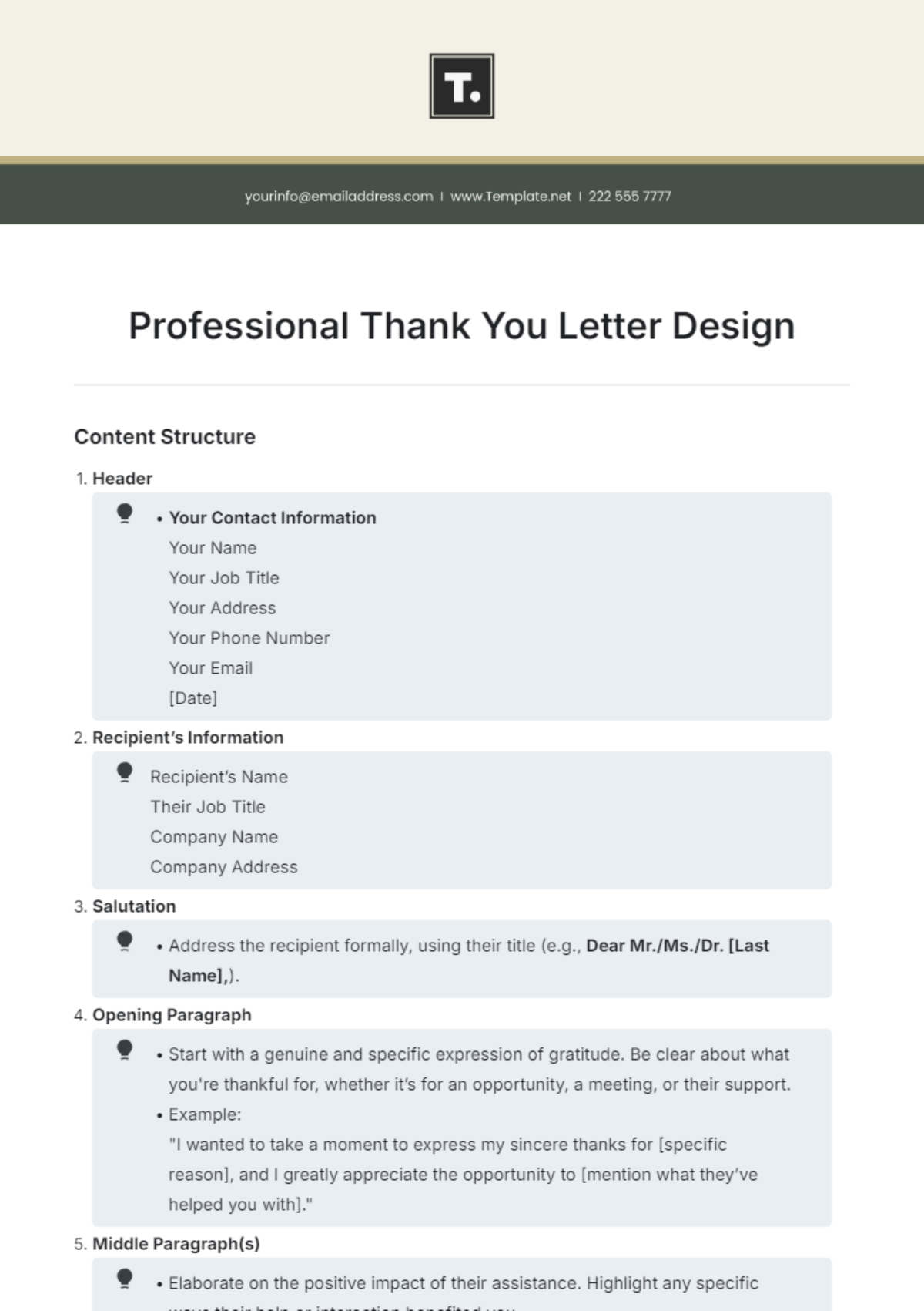 Professional Thank You Letter Design Template - Edit Online & Download