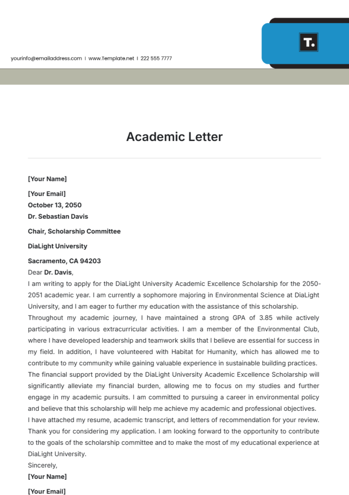 Academic Letter Template - Edit Online & Download