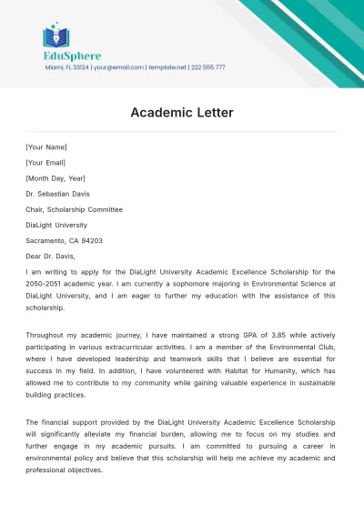 Free Academic Letter Template to Edit Online