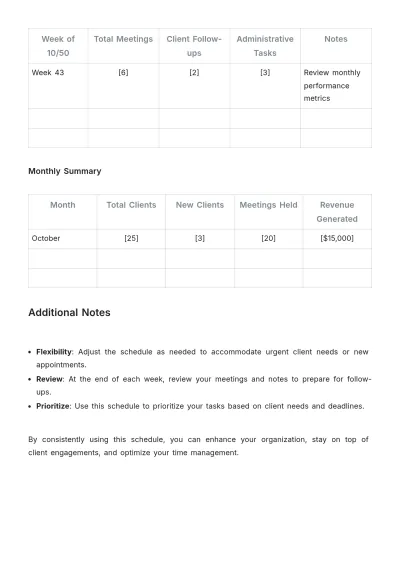 Free Financial Advisor Schedule Template to Edit Online