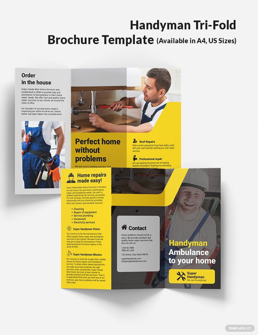 Handyman Tri-Fold Brochure Template