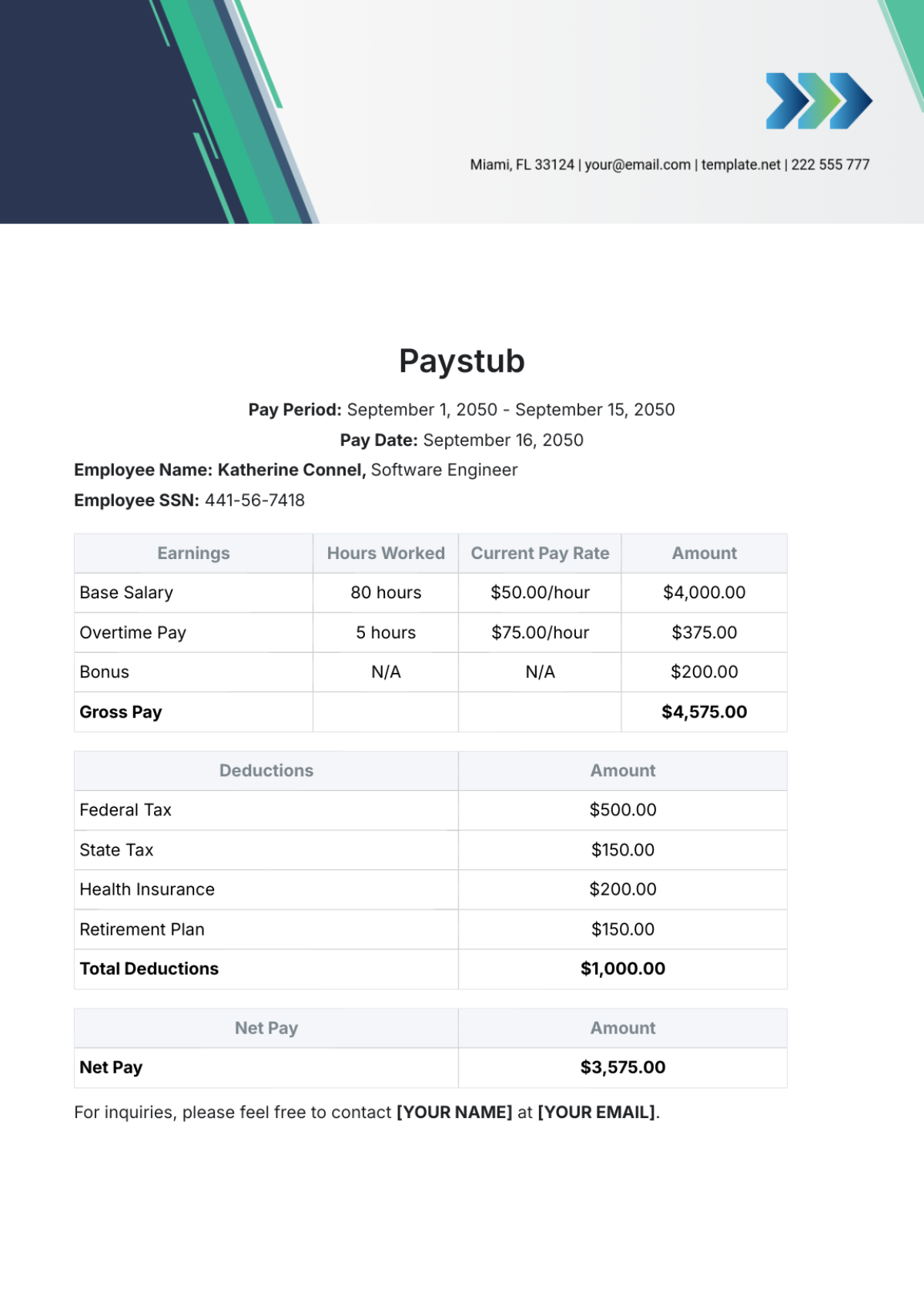 Paystub Template - Edit Online & Download