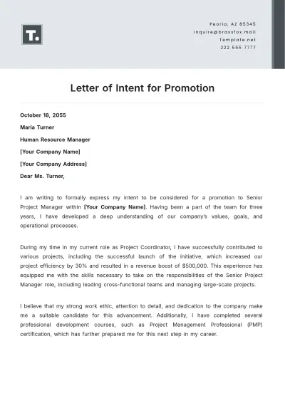 Free Letter of Intent for Promotion Template to Edit Online