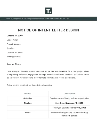Free Notice of Intent Letter Design Template to Edit Online