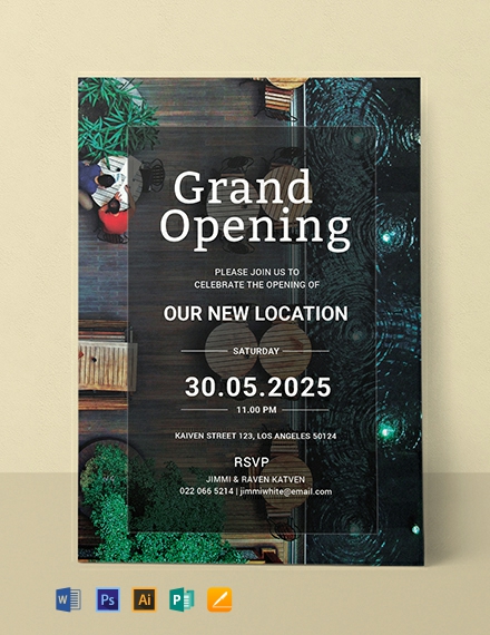 business free layouts card printable Grand Template FREE Restaurant   Opening Word Invitation