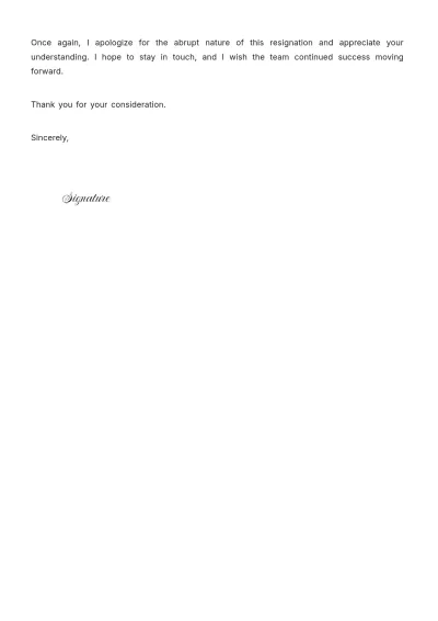 Free Immediate Resignation Letter for Family Reasons Template to Edit Online