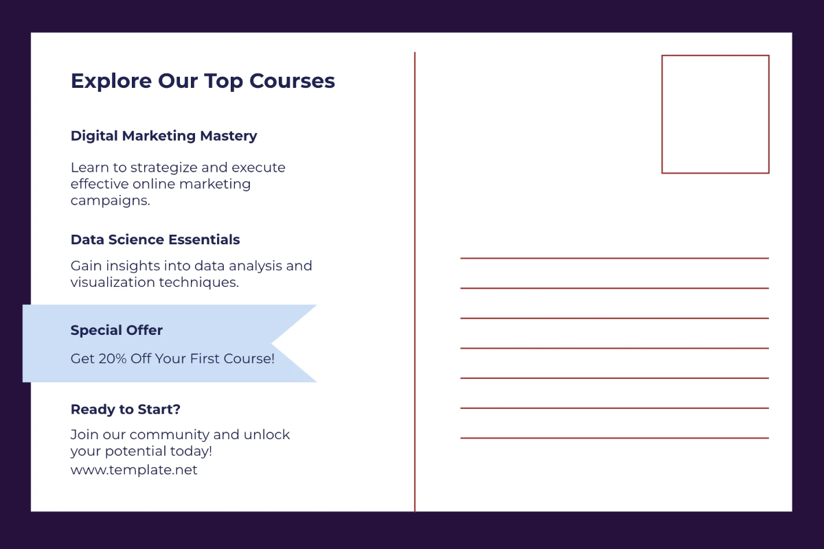 Free Online Learning Postcard Template to Edit Online