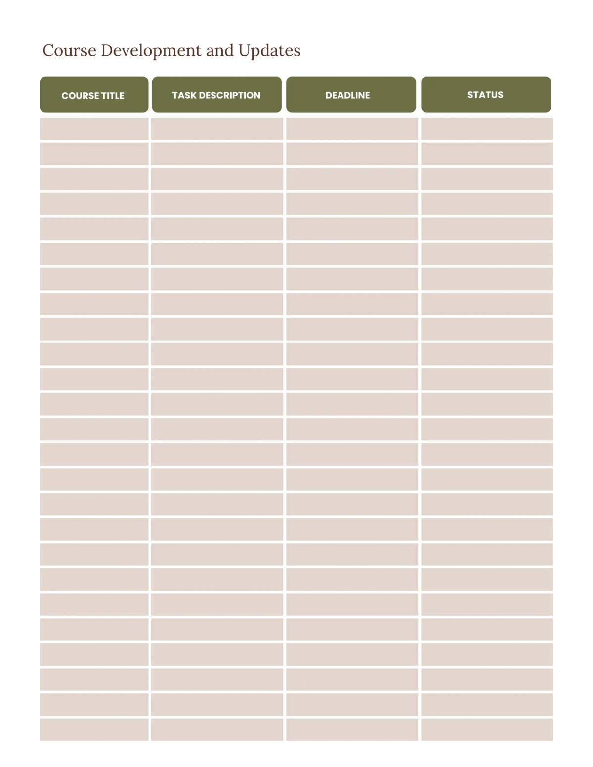 Free Online Learning Activity Planner Template to Edit Online