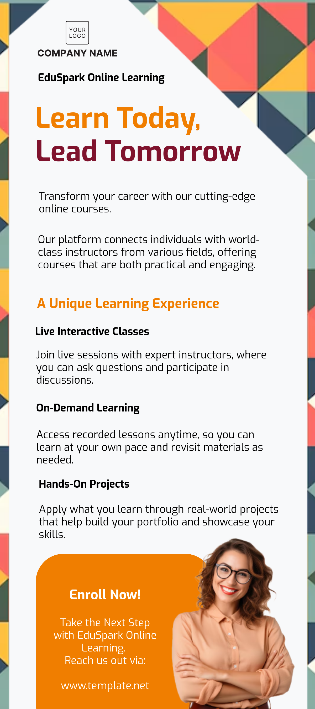 Online Learning Rack Card