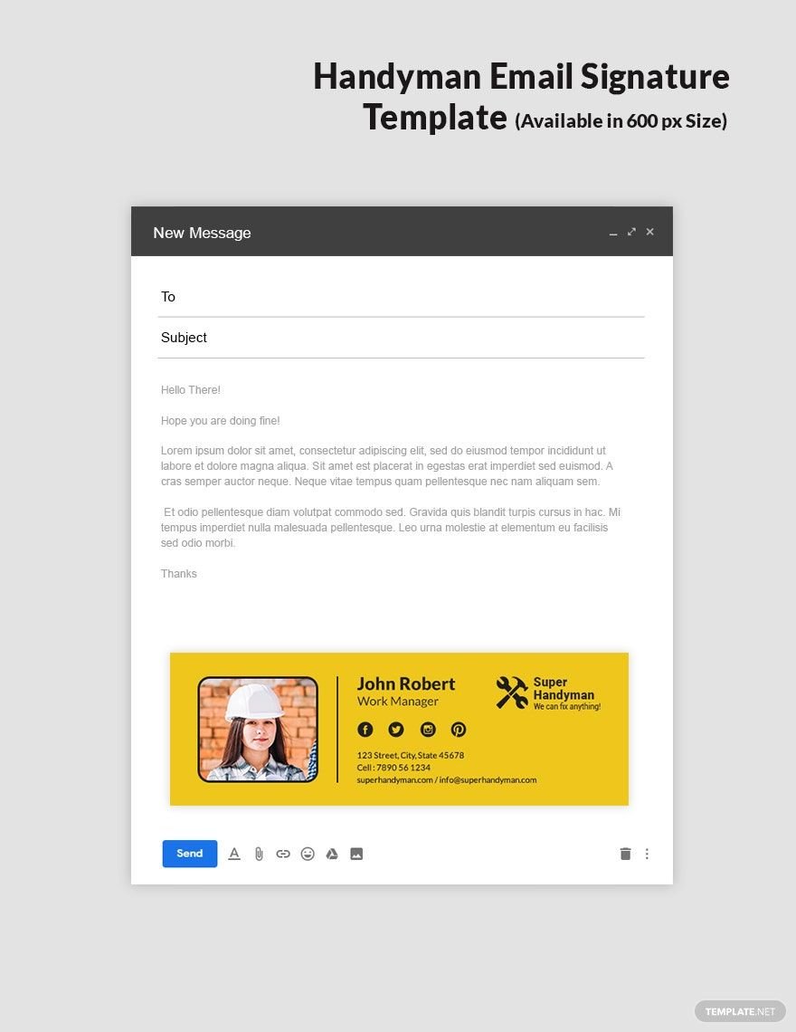 Handyman Email Signature Template in PSD, Outlook