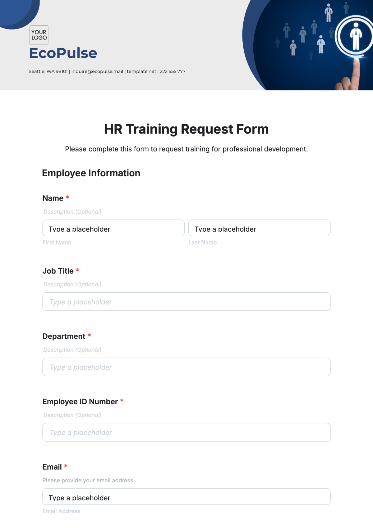 Free HR Training Request Form Template