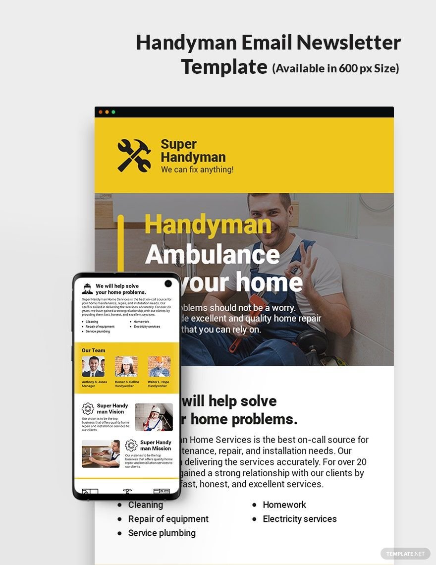 Handyman Email Newsletter Template in PSD, Outlook