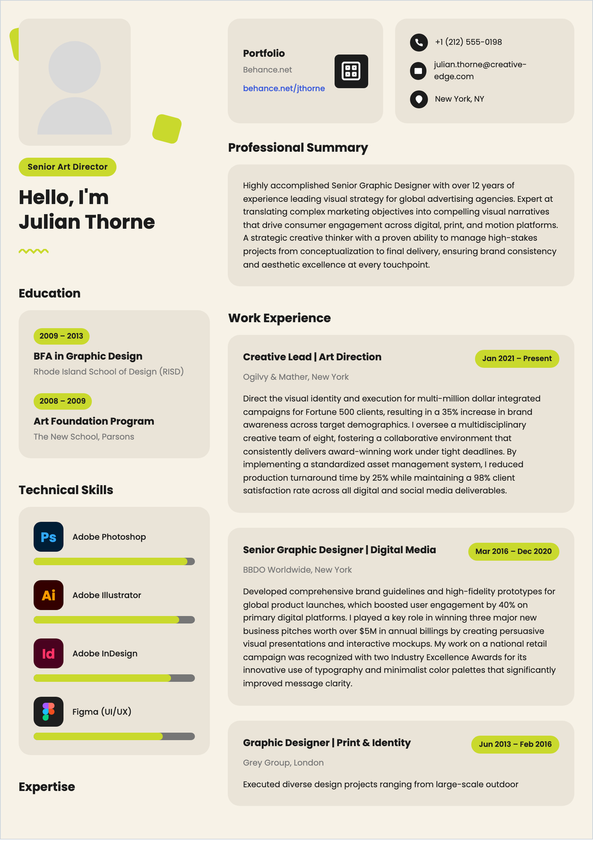 Free Artistic CV Template To Edit Online