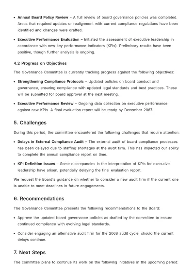 Free Committee Report to Board Template to Edit Online