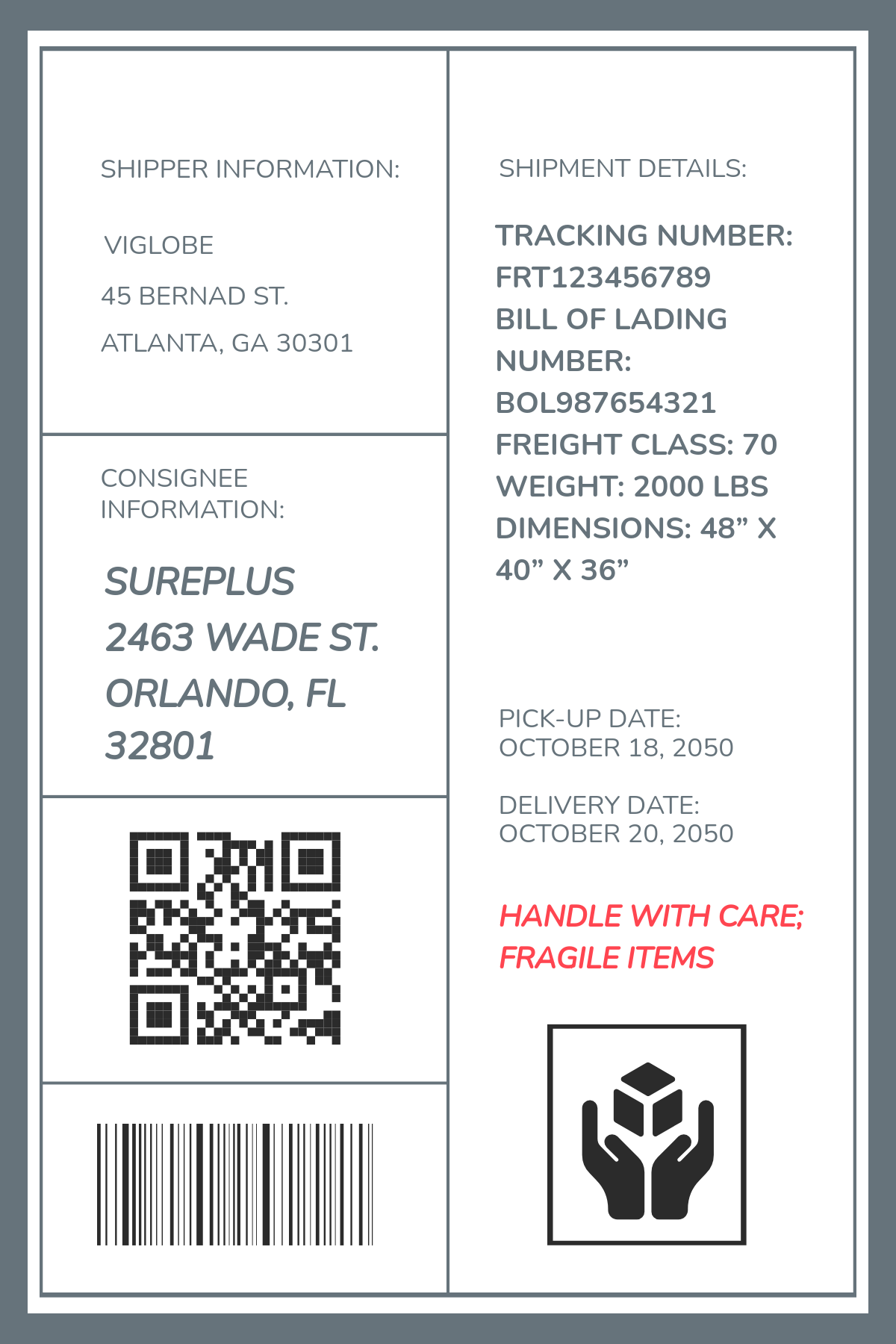 Freight Shipping Label