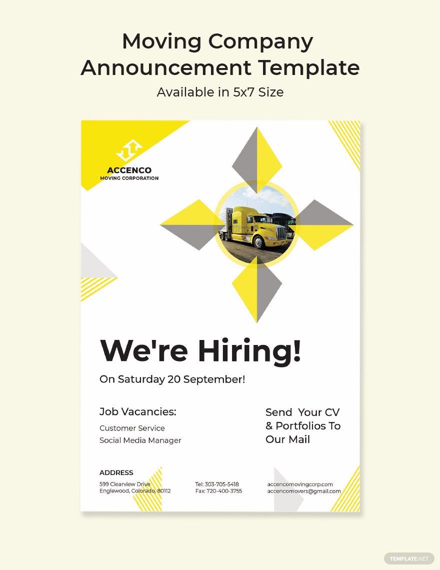 Moving Company Announcement Template In Publisher Pages Word