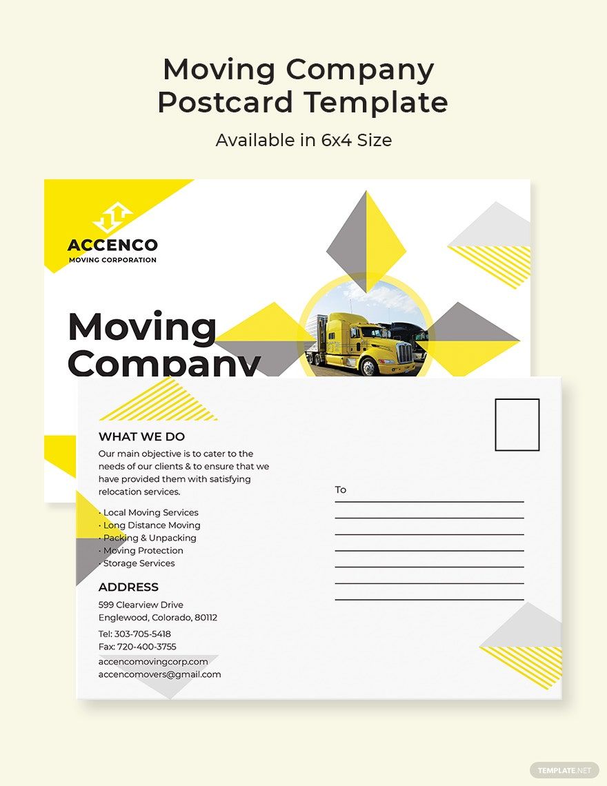 Free Moving Company Postcard Template