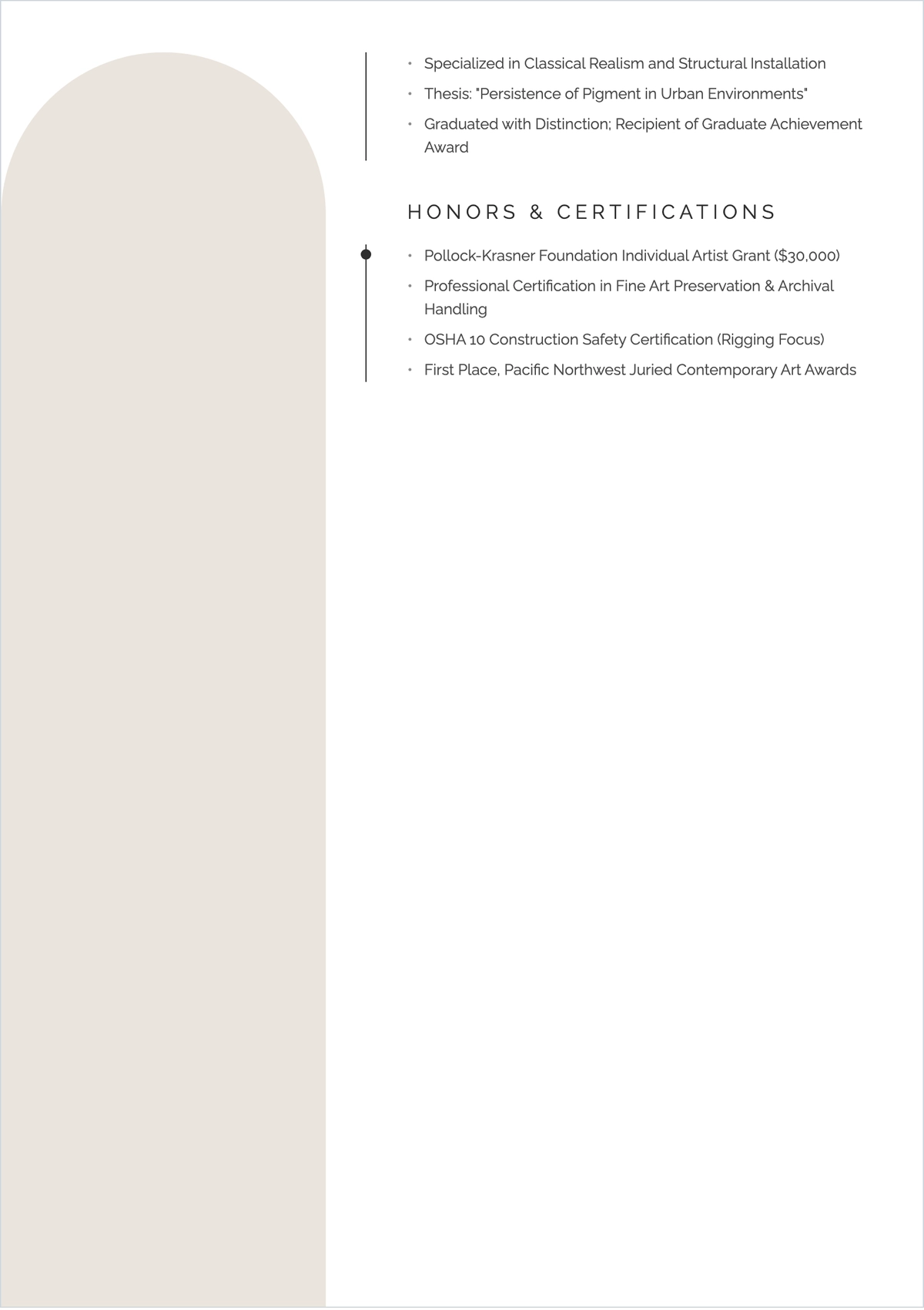 Free Art Portfolio ATS Resume Template, AI Resume Builder