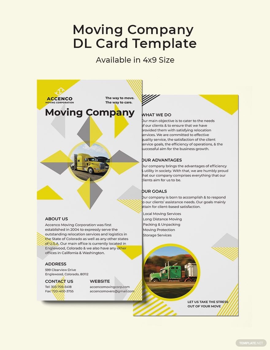 Moving Company DL Card Template