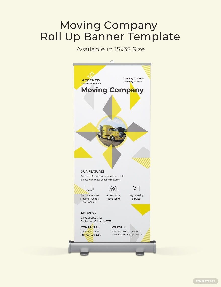 Moving Company Roll Up Banner Template in Illustrator, PSD, Apple Pages, InDesign