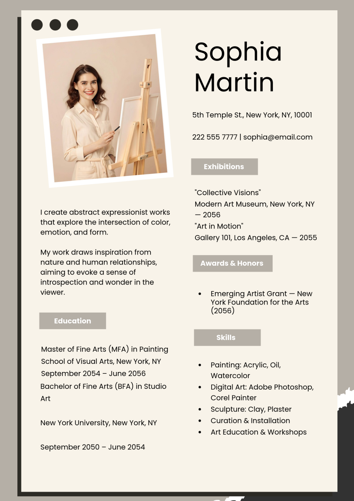 Note Paper Artist Resume