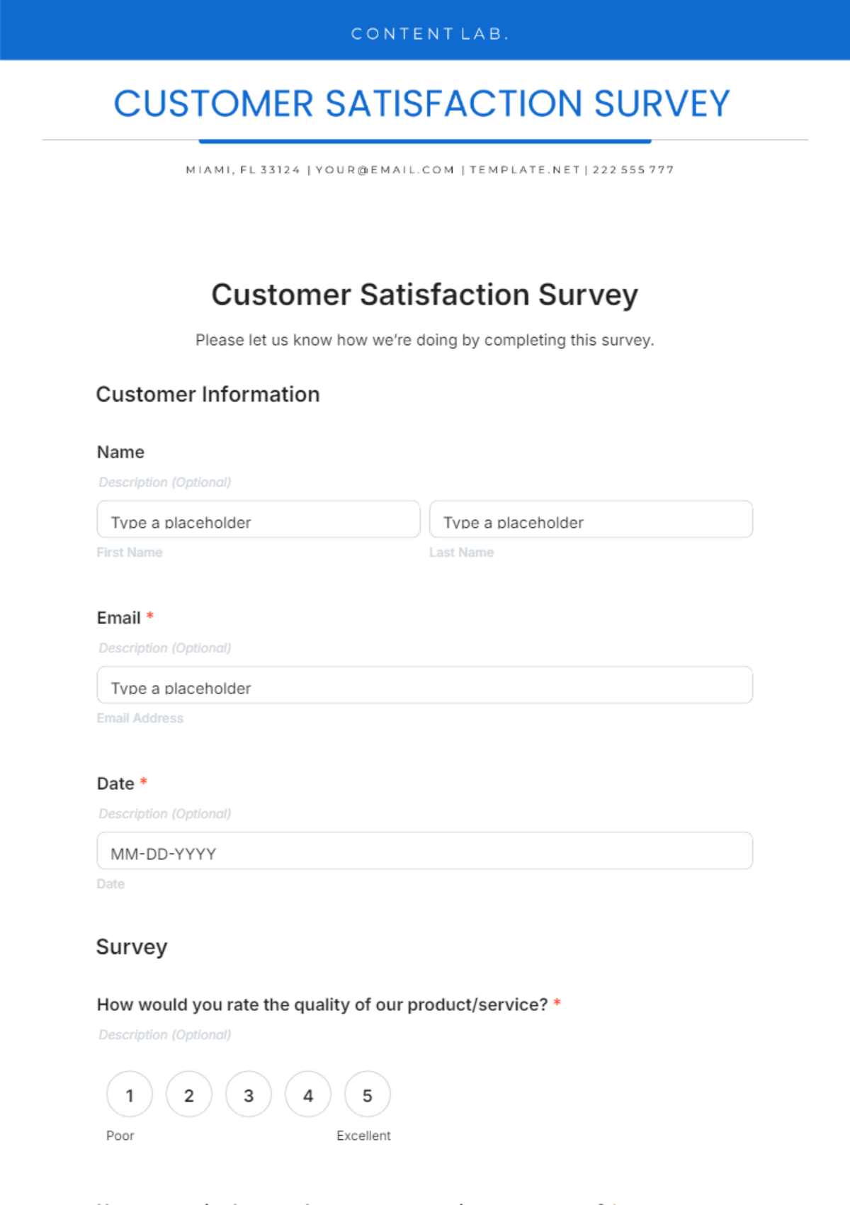 Customer Satisfaction Survey Template