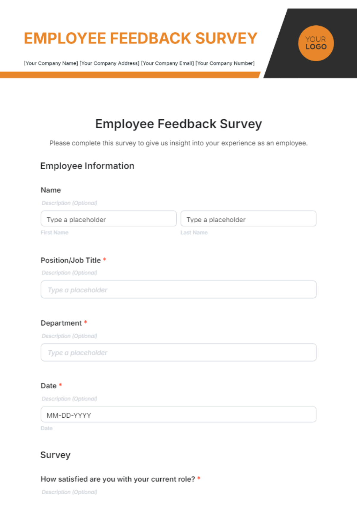 Employee Feedback Survey Template