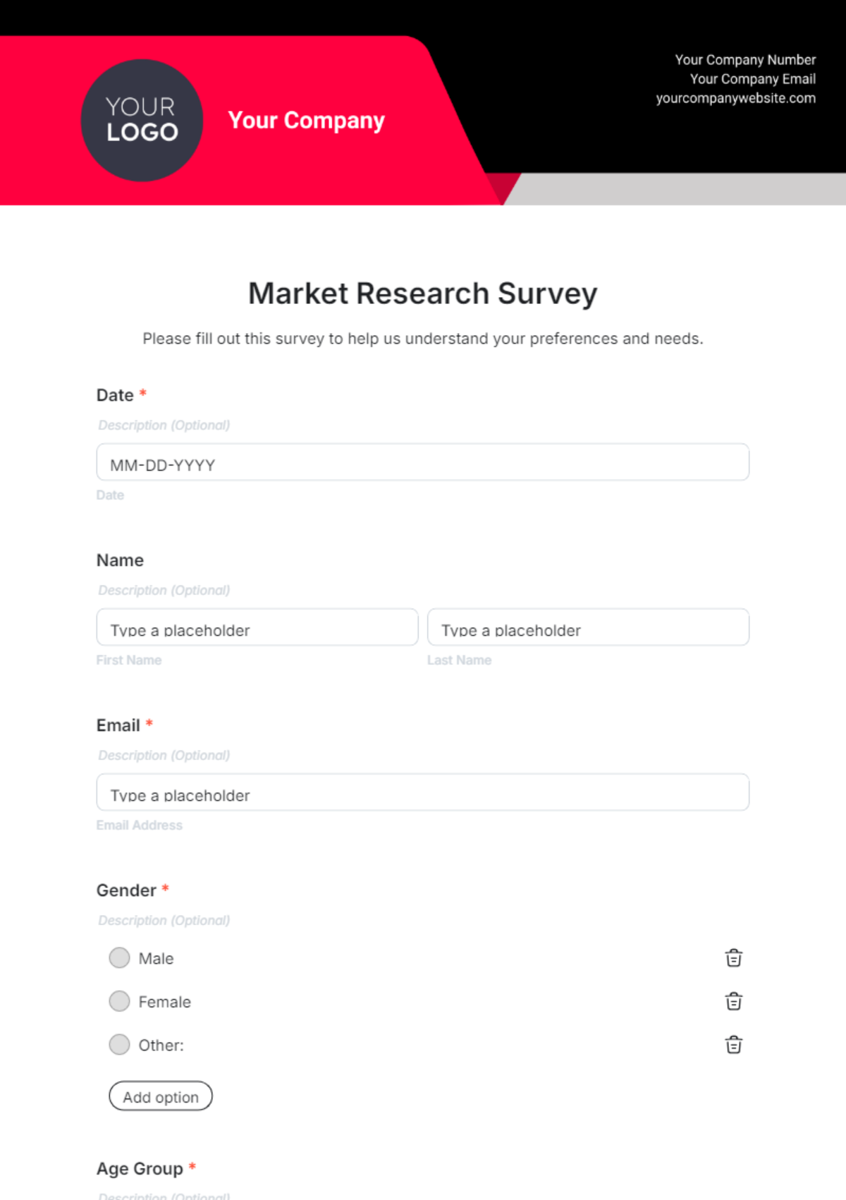 Market Research Survey Template