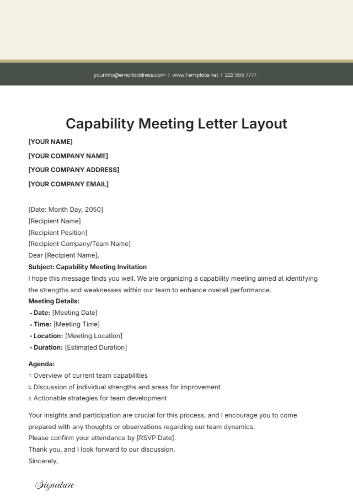 Capability Meeting Letter Layout Template - Edit Online & Download