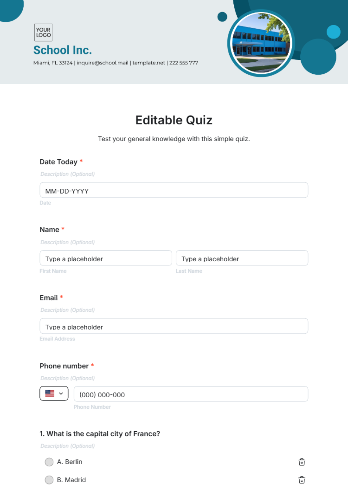 Editable Quiz Template - Edit Online & Download