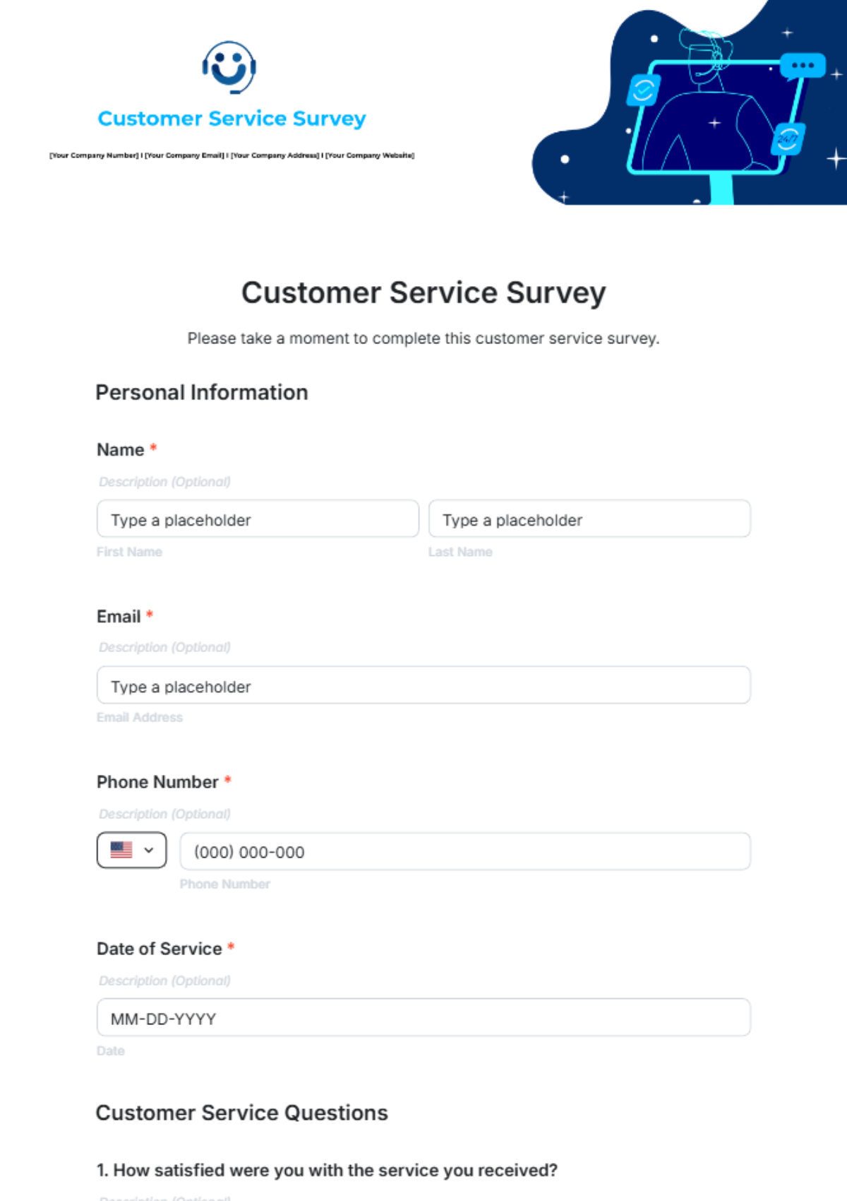 Customer Service Survey Template - Edit Online & Download