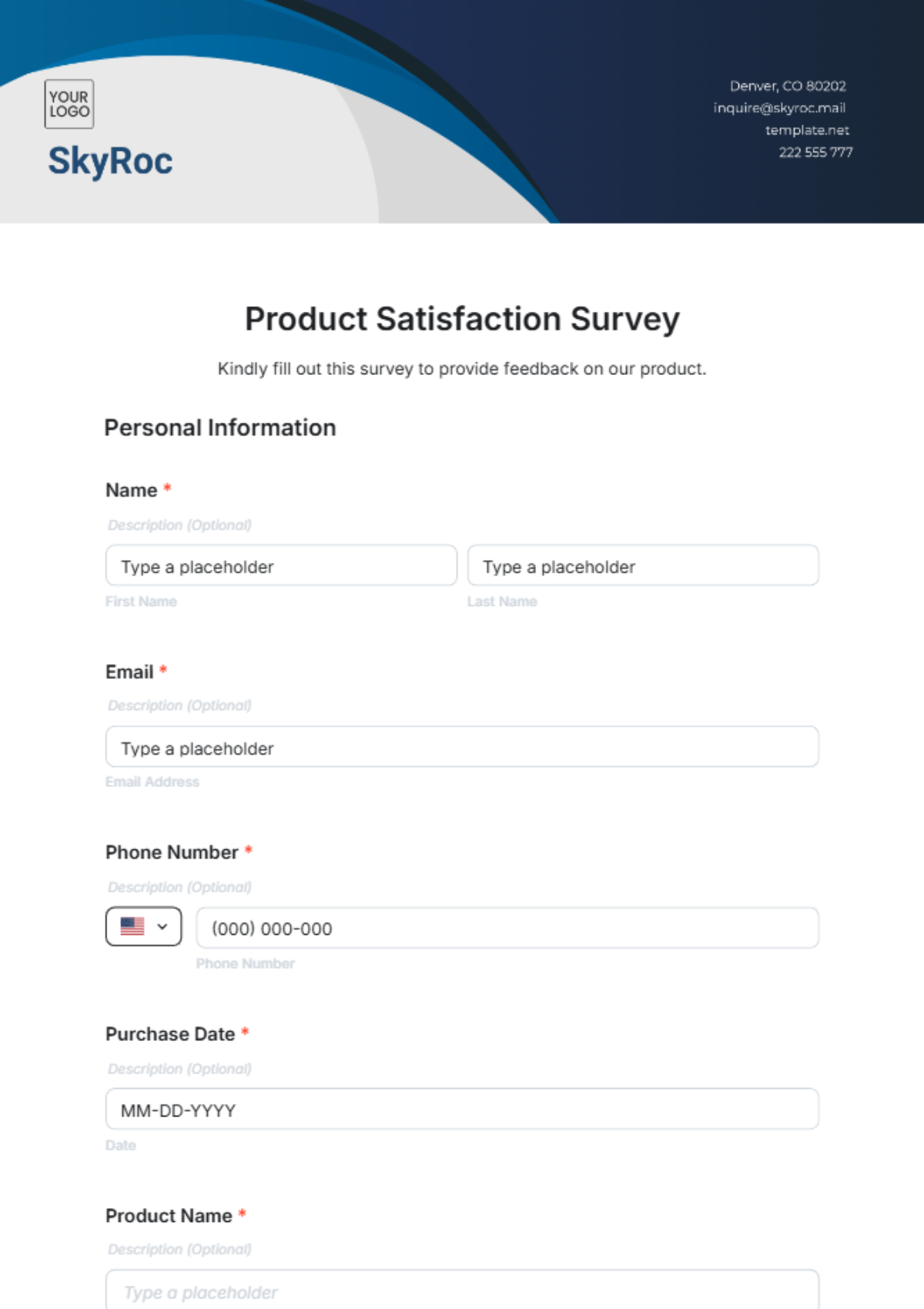 Product Satisfaction Survey Template - Edit Online & Download