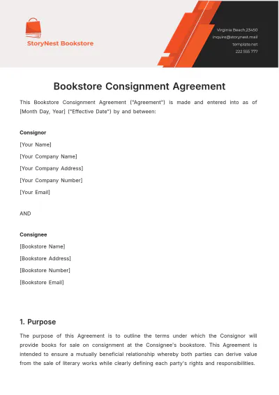 Free Bookstore Consignment Agreement Template to Edit Online
