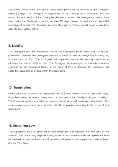 Free Bookstore Consignment Agreement Template to Edit Online