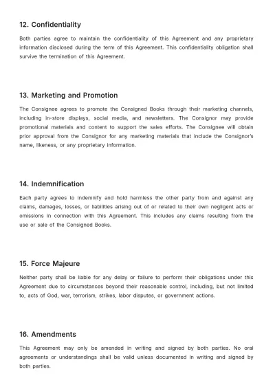 Free Bookstore Consignment Agreement Template to Edit Online