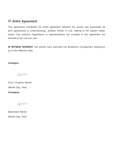 Free Bookstore Consignment Agreement Template to Edit Online