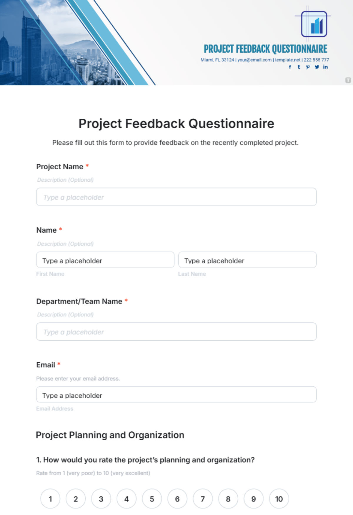 Project Feedback Questionnaire Template