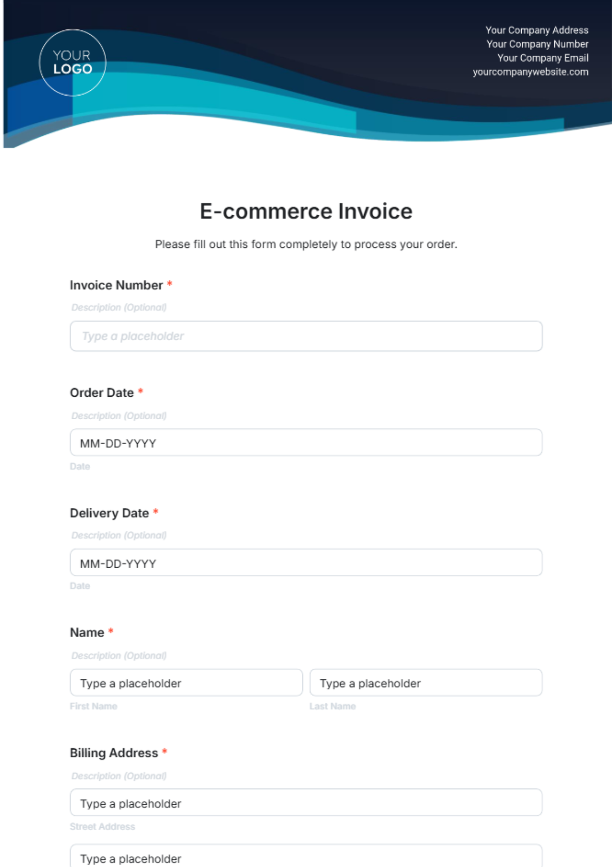 E-commerce Invoice Template - Edit Online & Download