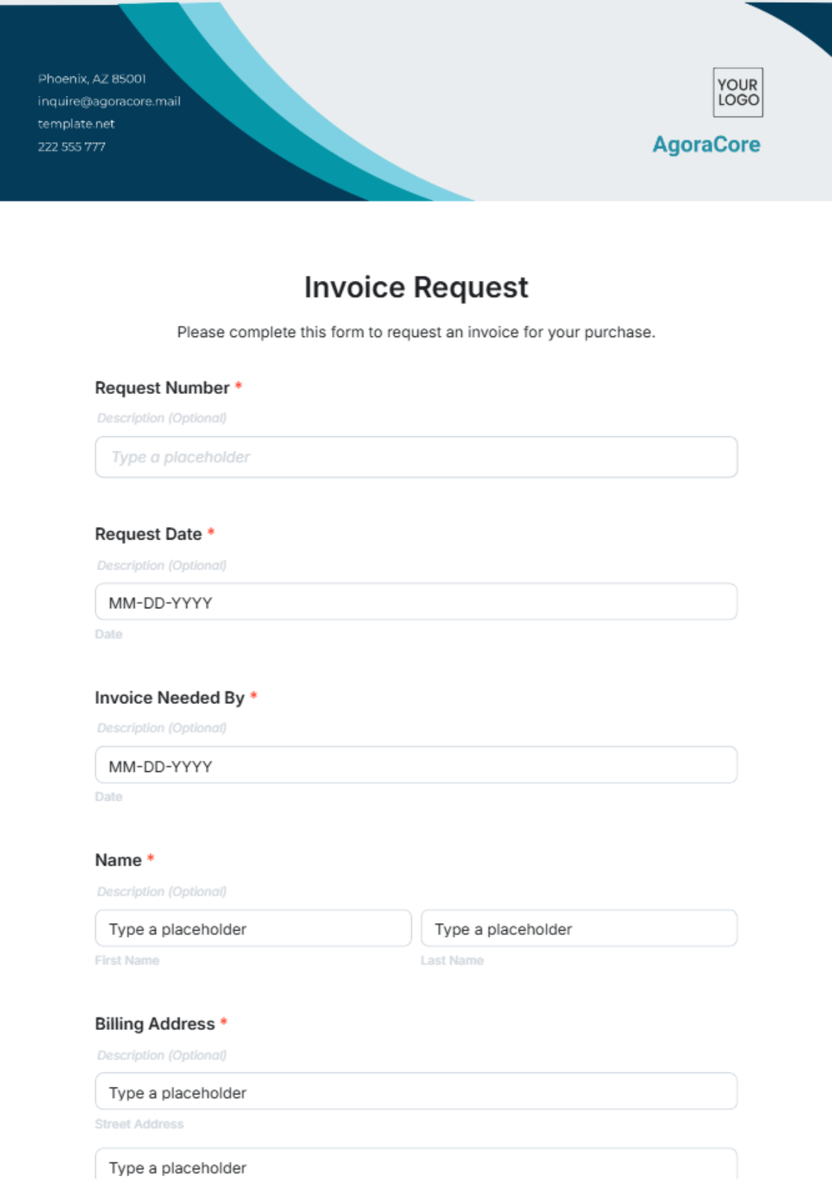 Invoice Request Template - Edit Online & Download