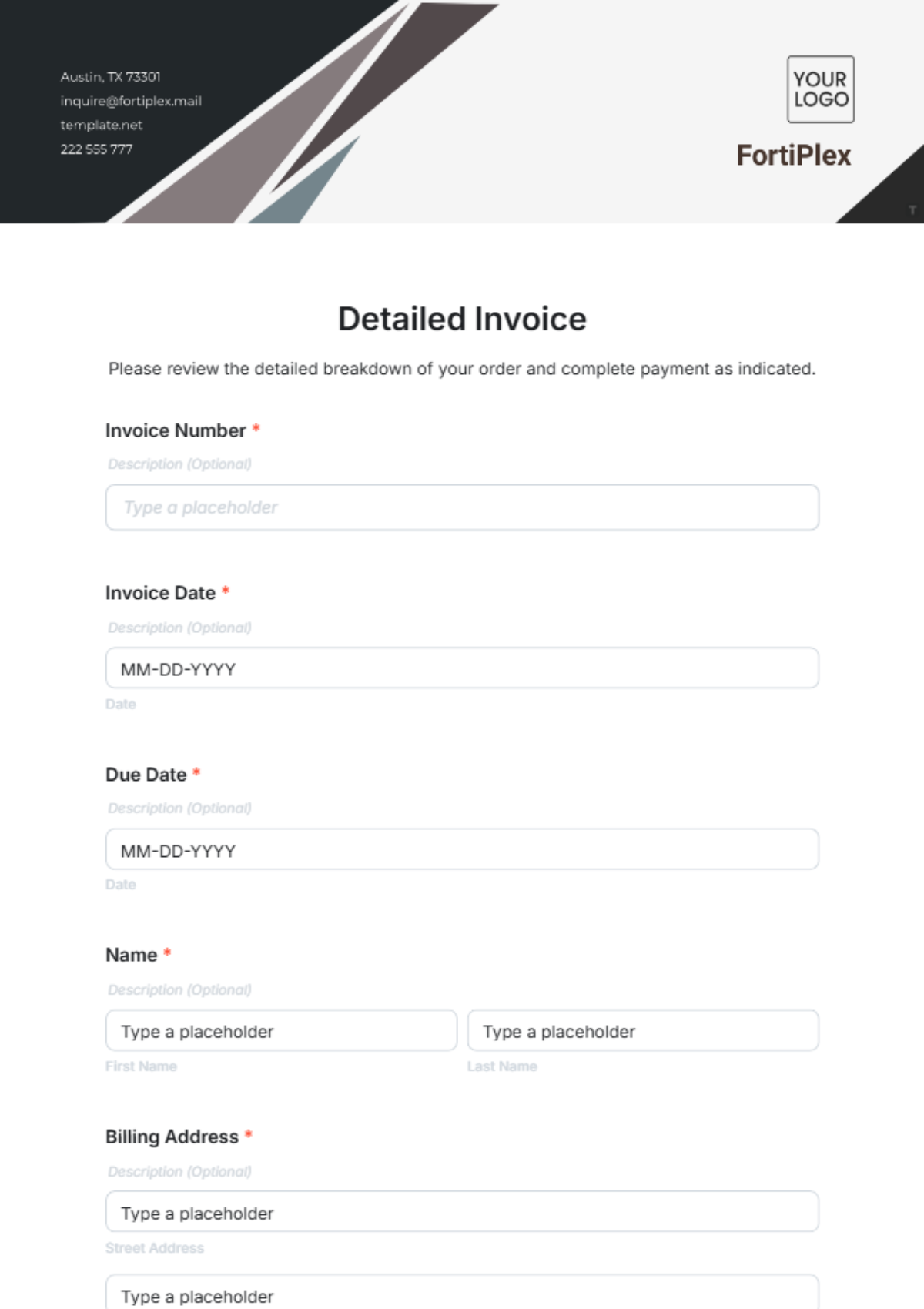 Detailed Invoice Template - Edit Online & Download