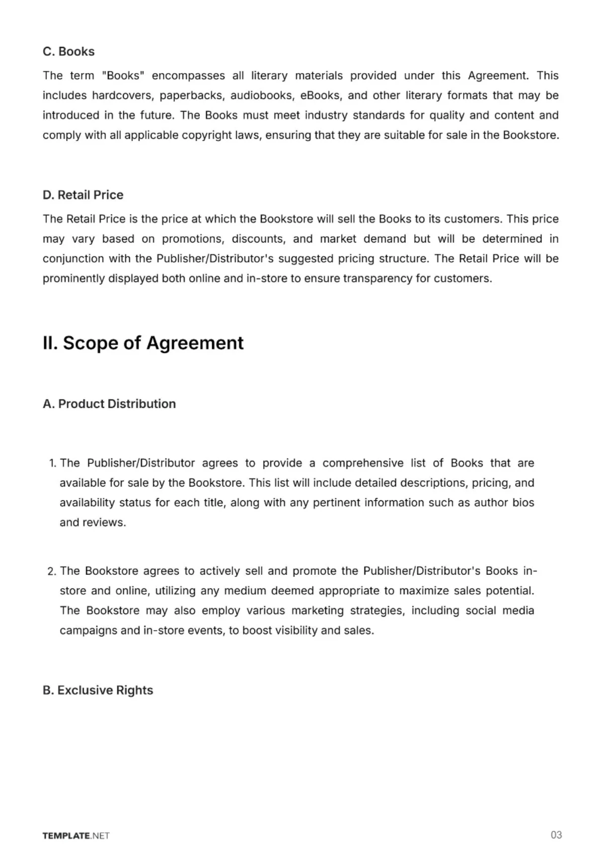 Free Bookstore Contract Template to Edit Online