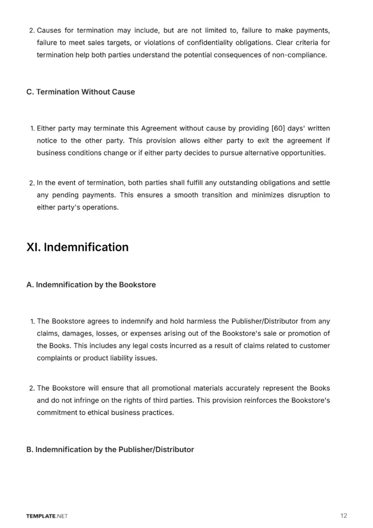 Free Bookstore Contract Template to Edit Online