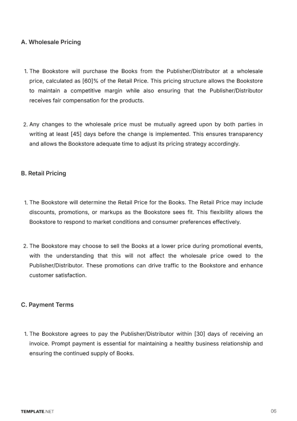 Free Bookstore Contract Template to Edit Online