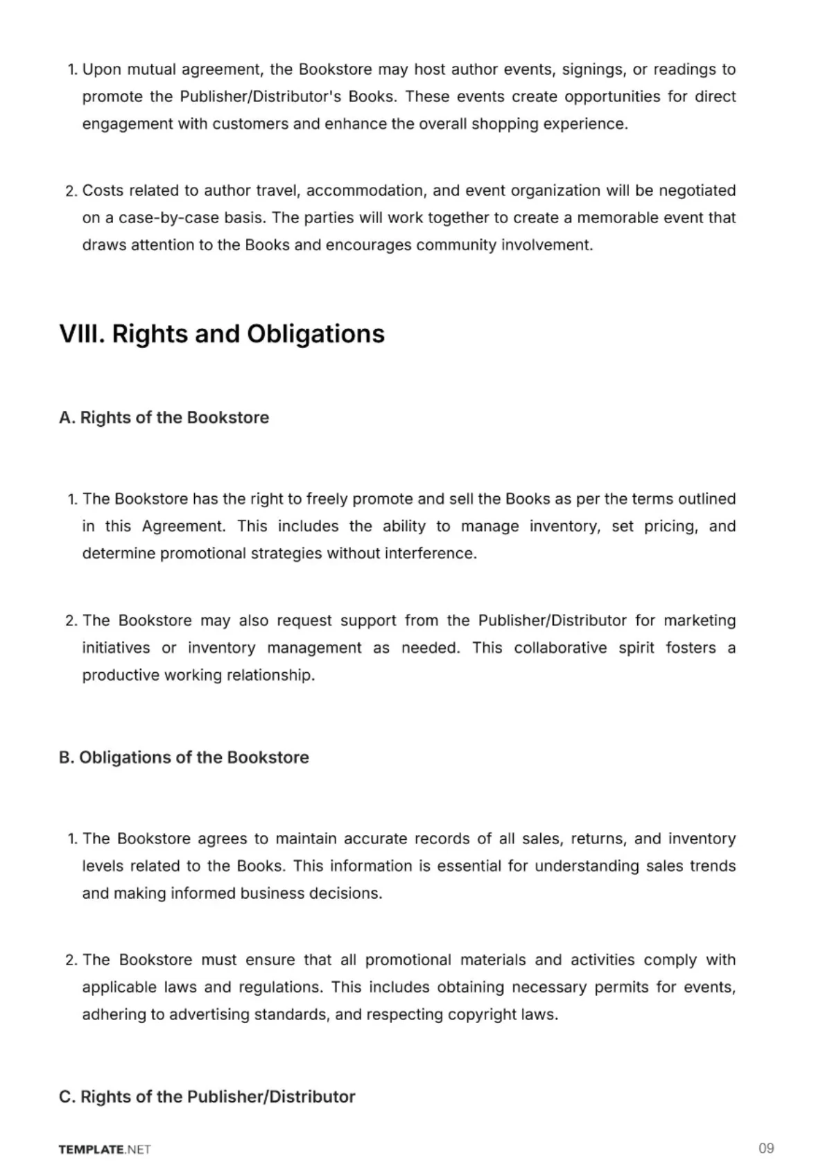 Free Bookstore Contract Template to Edit Online