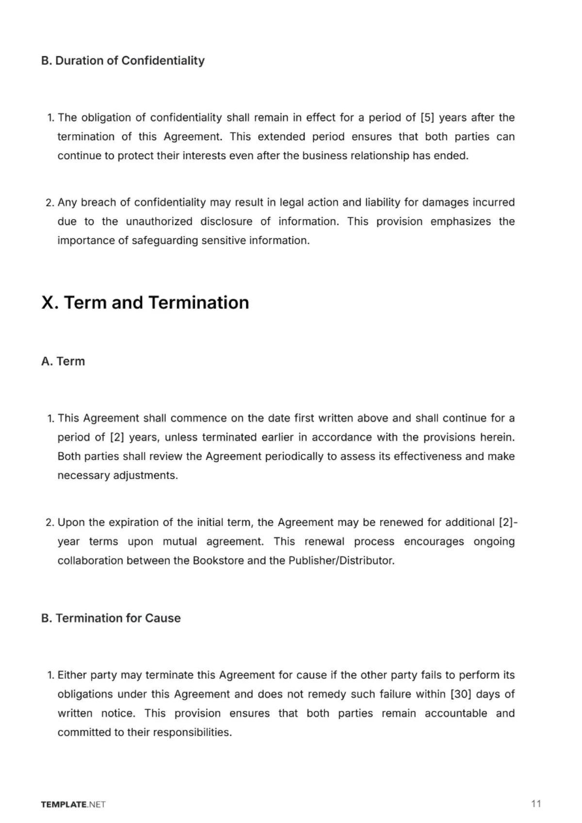 Free Bookstore Contract Template to Edit Online