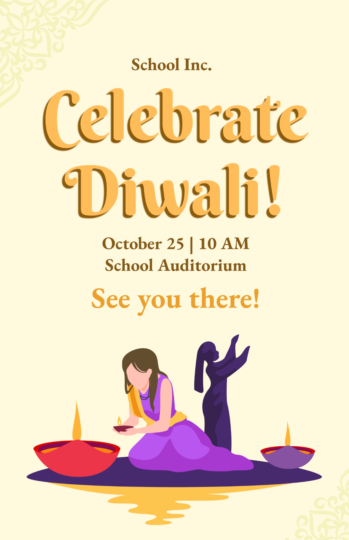 Diwali Poster for School Template - Edit Online & Download